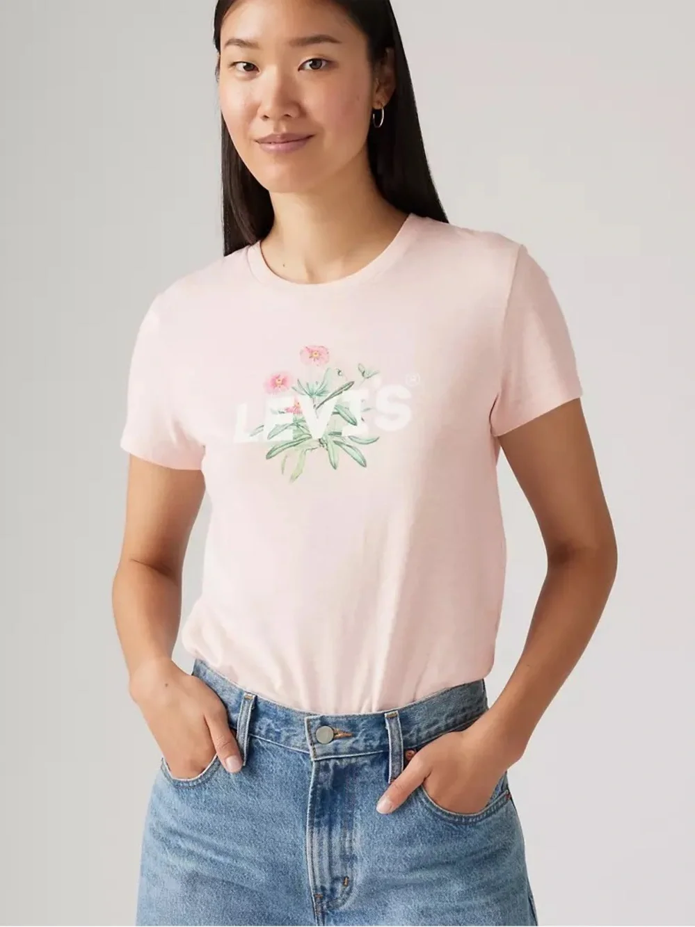 Levi's Pink Floral Graphic Crewneck Tee Size Large - Picture 6 of 7